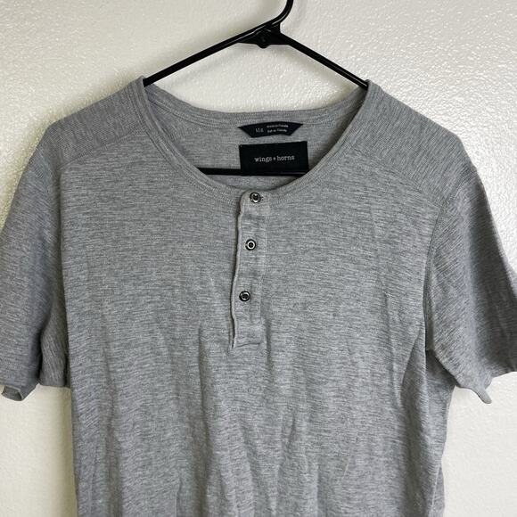 Wings and Horns Shirt Large Gray Mens Short Sleeve Button Up Casual Canada - Picture 3 of 9